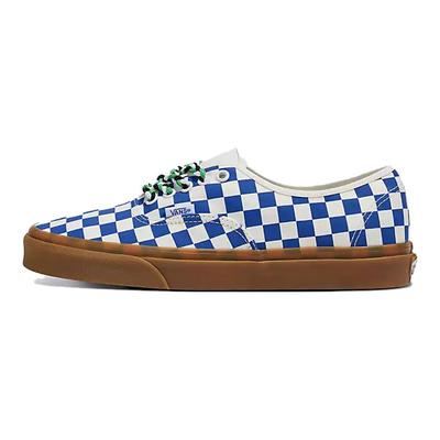 Autentico Scacchiera - Lacci Intrecciati Blu Gomma Sneakers Unisex Bianco VN0009PVY6Z