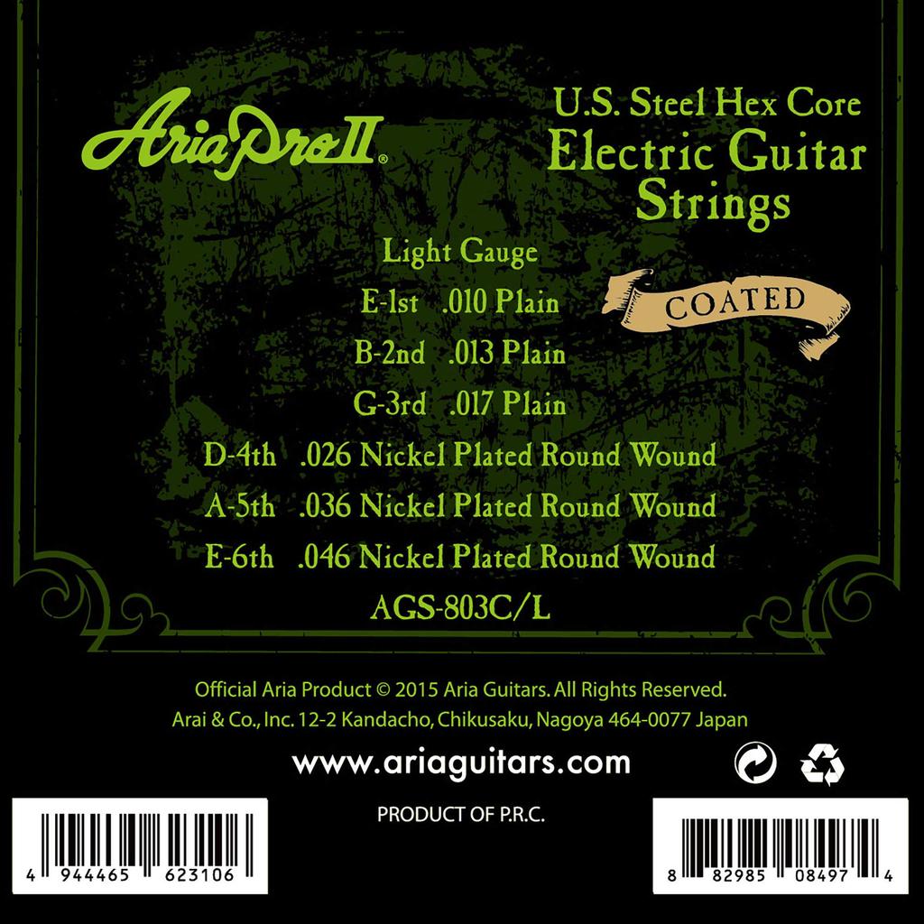 Ariapro II Coated Nickel Light Electric Guitar Strings (3-Pack) AGS-803CL