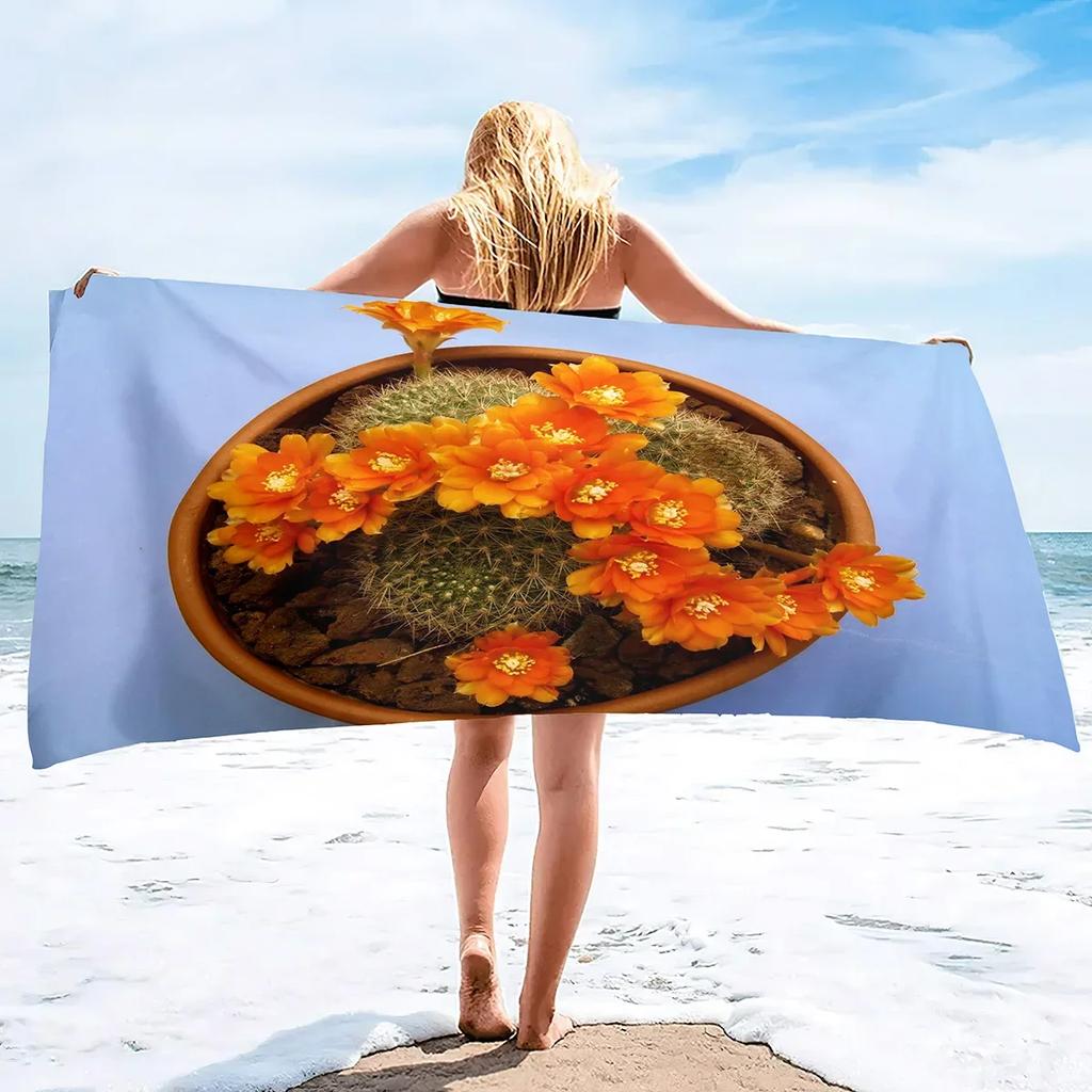 Beach Towel Oversized,Thick Microfiber Beach Towel,Super Absorbent Sand Free Cute Cactus Cool Swim Beach Towels for Kids,Adult
