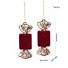 2PCS Wine Red Color Christmas Ornament Flocked Surface Xmas Decor Hanging Pendant  Holiday Party