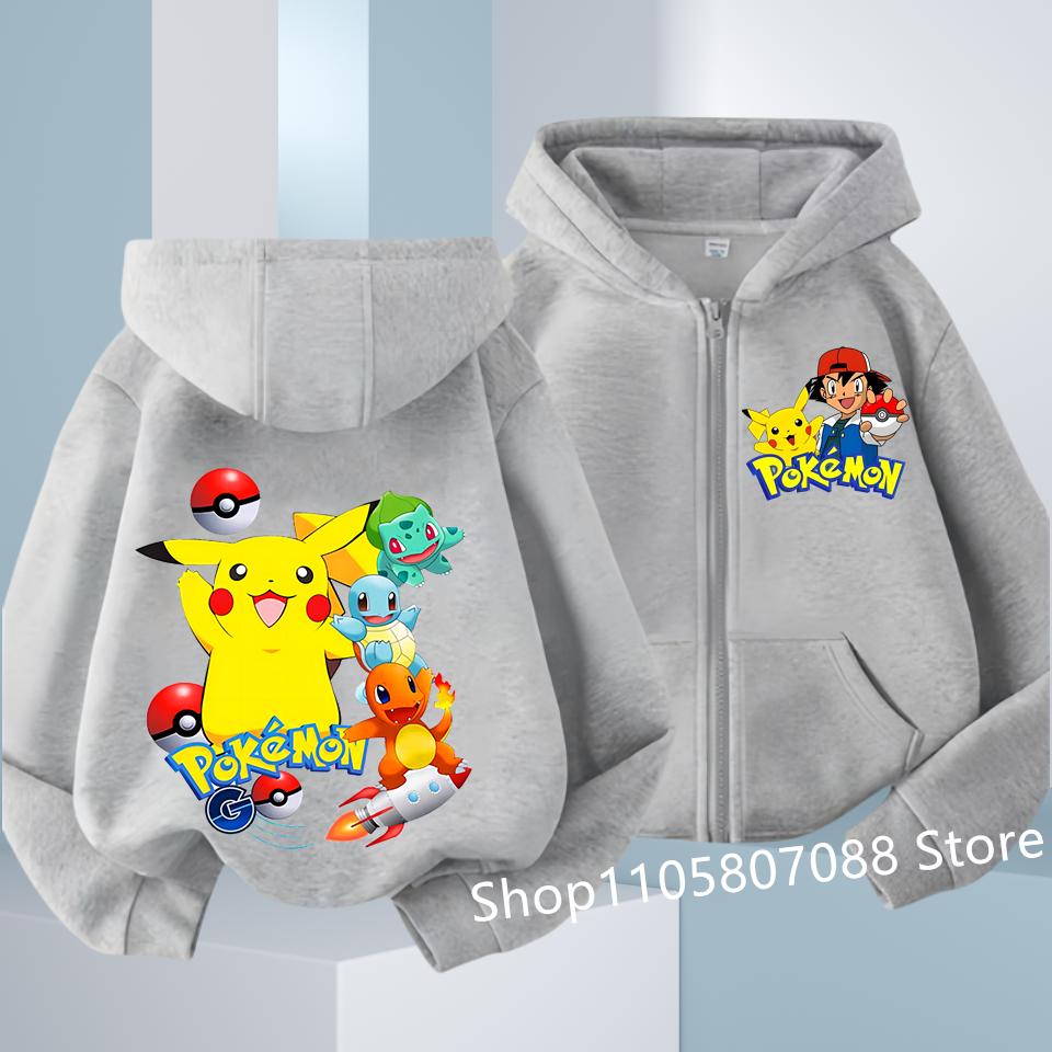 Boys Girls Fashion Streetwear Kids Zip Up Hoodie Jacket Japanese Anime Printed Zipper Sweatshirt Casual Coat