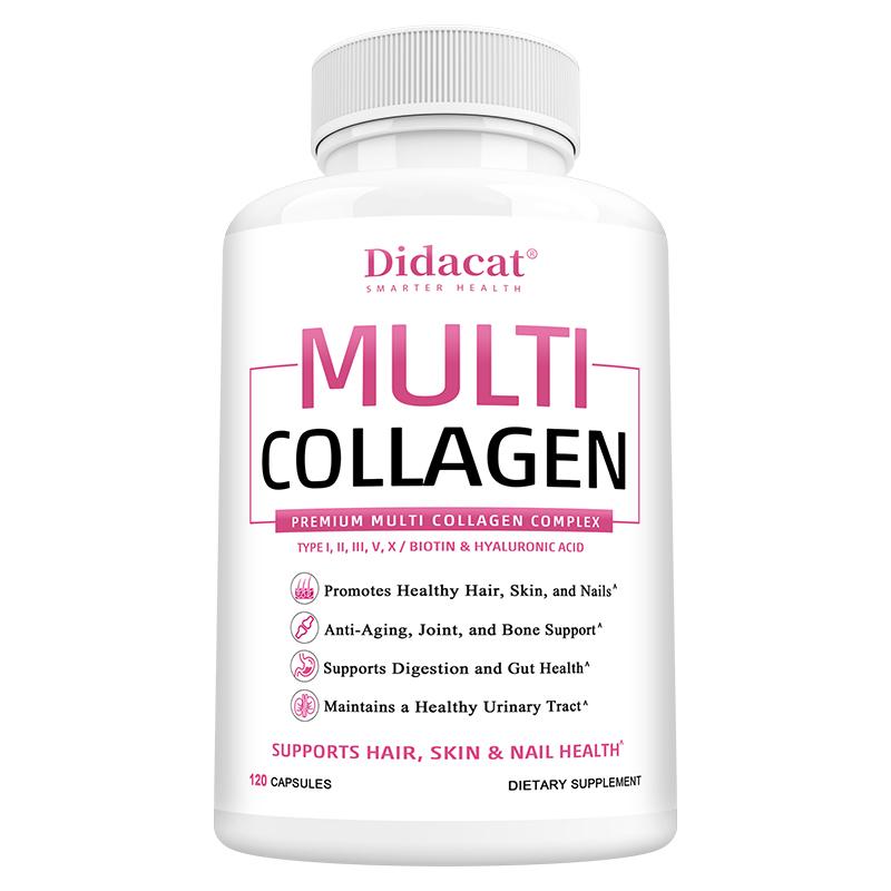 

Multi Collagen Complex Dietary Supplement, With Vitamin C, Biotin, 120 Capsules Per Bottle 120 Capsules