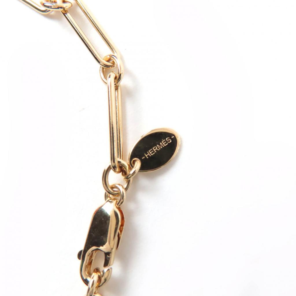 Excellent HERMES Necklace Marokinje GM Fusion Kelly gold Buffalo horn Women Used