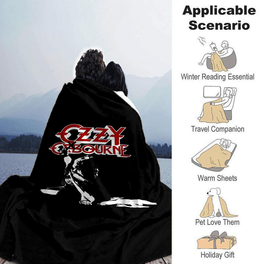 1pc OZZY Osborne Soft Flannel All Season Throw for Home, Office, Outdoor UseDurable Comfort Soft Warm Throw for Home