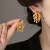 Real Gold Fireworks Ball Fringed Stud Earrings Earrings Autumn and Winter