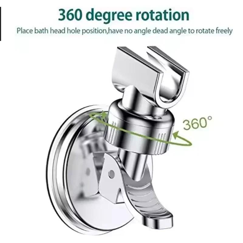 1Pc No Drill Removable Shower Head Bracket Adjustable Strong Suction Cup Shower Rack ABS Silver Bathroom Nozzle Fixed Base