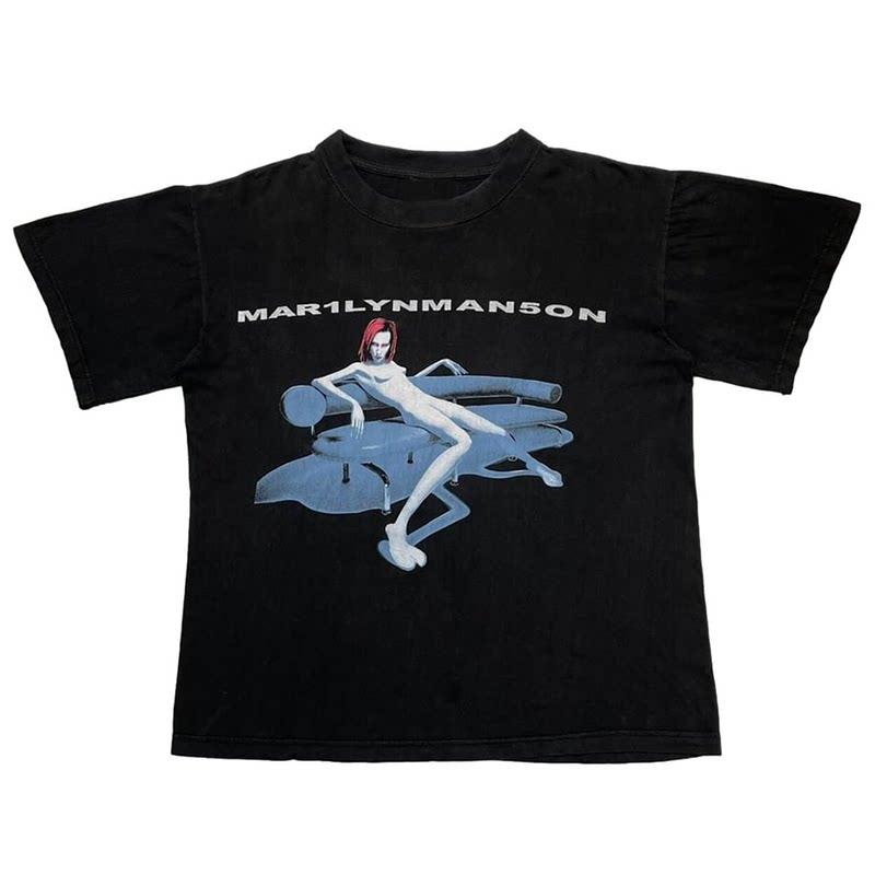 

Retro Marilyn Mansons Abstract American Retro Oversized Streetwear Summer Shortsleeved Tshirt 2XL