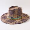 European and American Classic Retro Old Plaid Burr Jazz Hat Men's and Women's Outdoor Sunscreen Sunshade Big Eaves Western Cowboy Hat
