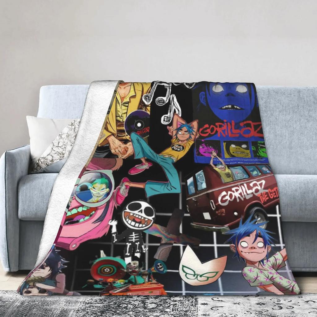 Gorillaz Music Band Plush Throw Blanket  Soft Warm Flannel Blanket for Bed Bedroom Students Novelty Gift