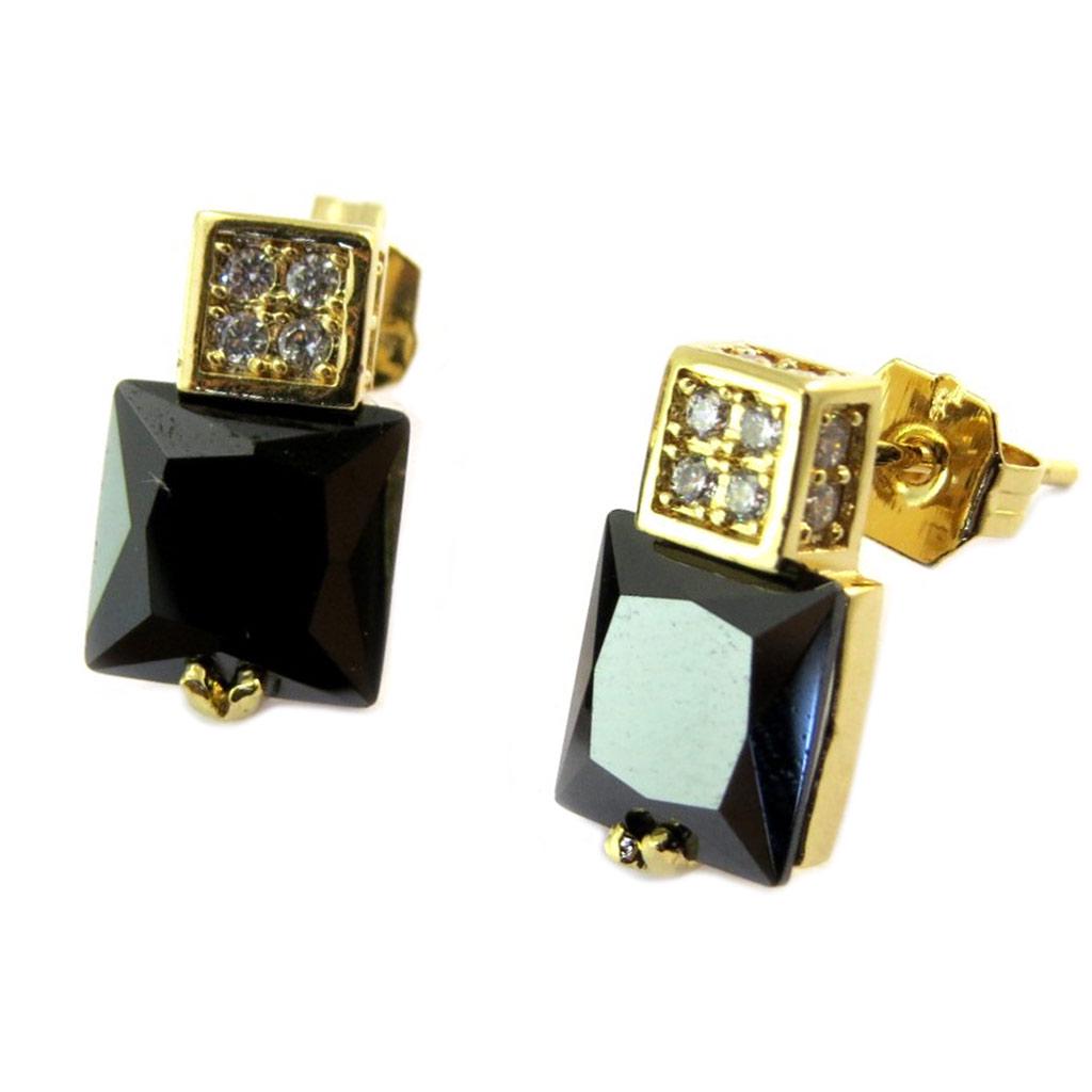 Les Trésors De Lily [P2405] - Gold Plated 'Sissi' Black Gold Earrings - 10x8 Mm