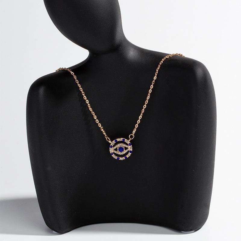Wish New Jewelry Full Diamond Devil's Eye Necklace Fashion Gold Plated Collarbone Chain Pendant Female