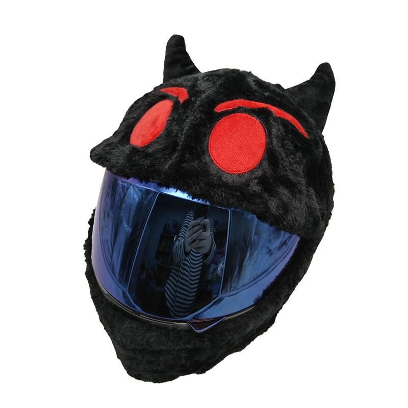 Flauschige Vollgesichts-Motorradhelm-Abdeckung Cartoon-Tier-Haube Zubehör Fahrer Winter Warm
