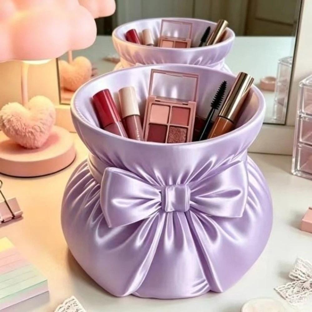 Cute 3D Printed Storage Box Creative Multi-function Bow Pen Holder Sweet Flower Vase Desktop Organizer Vanity Organizer