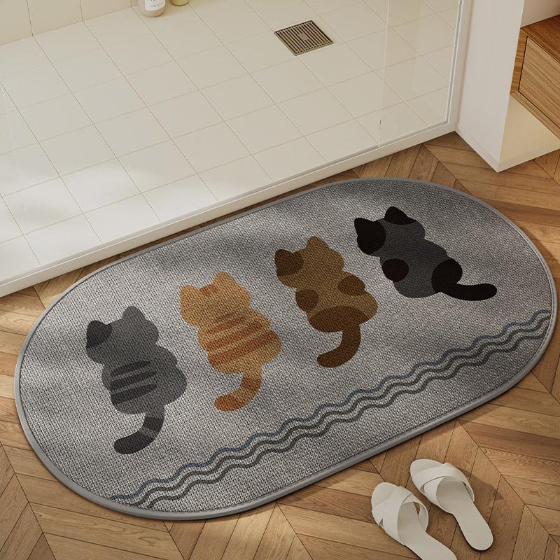 Cartoon Floor Mat Bathroom Water Absorbing Quick Drying Foot Mat Dirt Resistant and Easy To Maintain Carpet