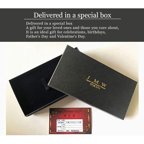 JMW TOKYO Men's Square Watch, Gold & Brown, Square Rectangular, Men's Chronograph, Limited Edition, Seiko Quartz Movement, Leather Band, Genuine Leath