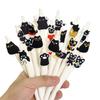00Pcs Cute Black Little Cat Patch Retractable Gel Pens, 0.5mm Black Large Capacity Pen Cores Fine Writing Tools Office Stationery Study Essentials Sup
