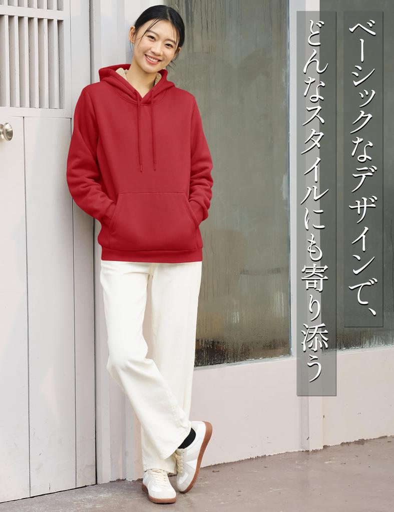 KEFITEVD Cotton Sweatshirt with Fleece Flattering Plus Fluffy and Orange Size M Women's Lining, Top, Autumn/Winter, Sizes, Warm, Thick, Loungewear,