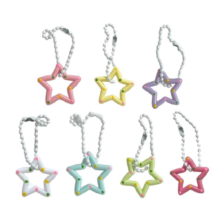 Stylish Adorable Acrylic Star Dot Keychain Fun and Unique Hollow Star Charm