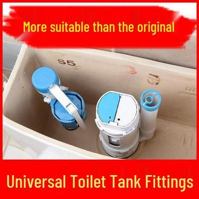 Universal Toilet Tank Fittings: Inlet, Outlet, Fill Valve & Flush Button Set