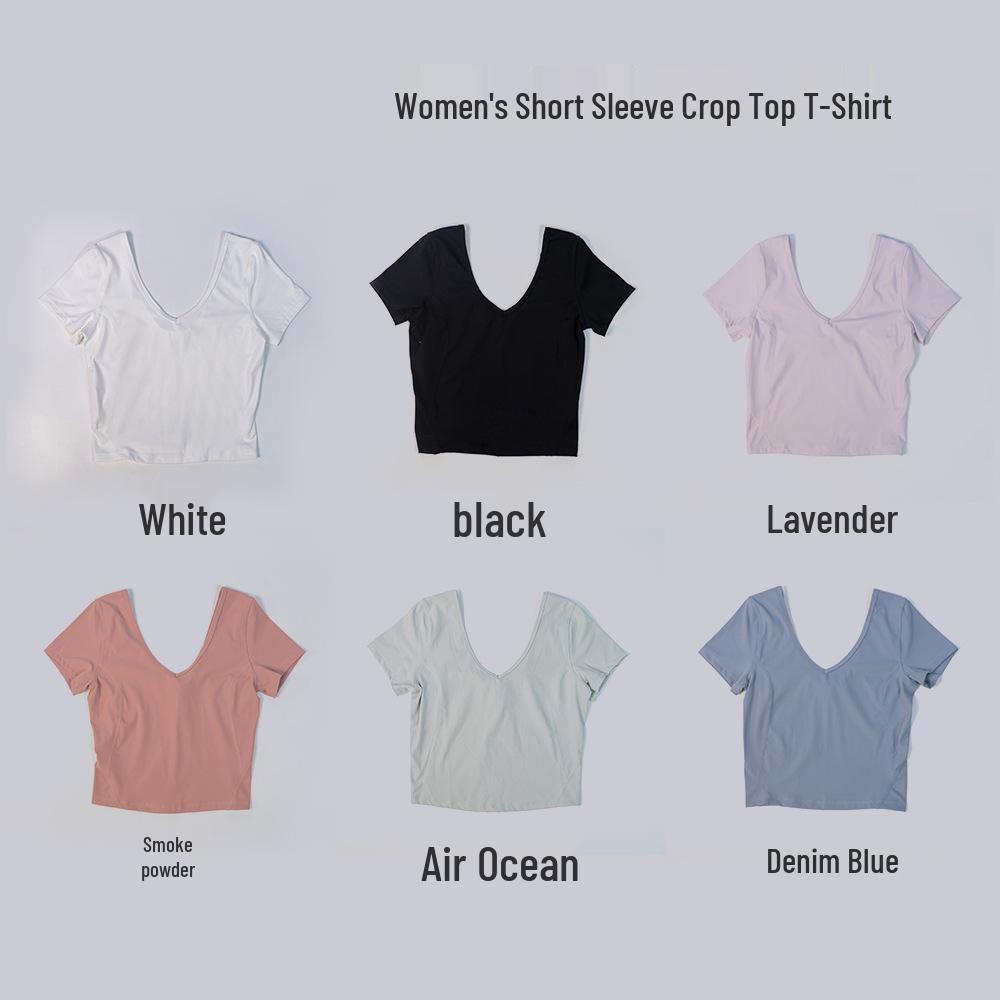 Sommer Leichtes Yoga-Top: Hüfttiefes Kurzarm-T-Shirt für Freizeit-Sport und Fitness