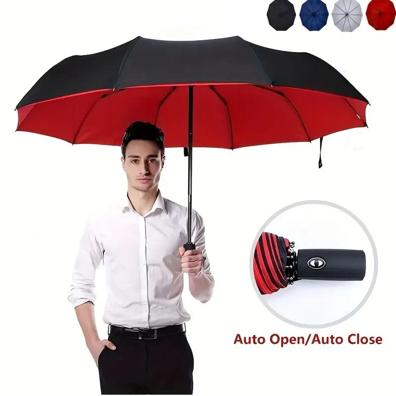 Paraguas Plegable Totalmente Automático Resistente al Viento y la Lluvia de Doble Capa para Hombres Mujeres Paraguas Grande de Lujo para Negocios Paraguas