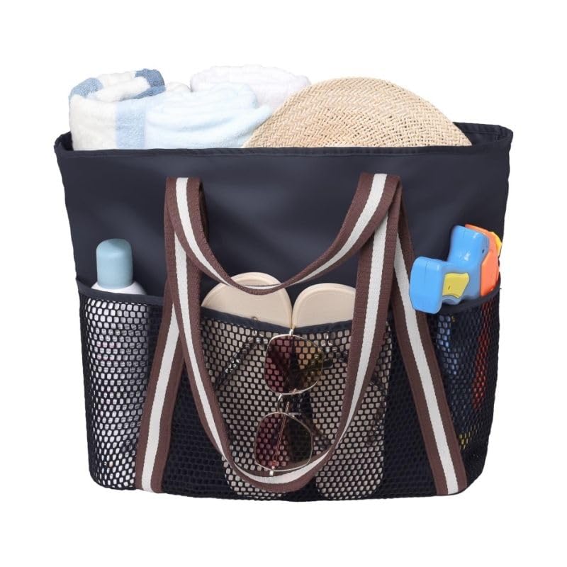 Пляжная сумка EMY-li, Сумка для бассейна для взрослых, Стильная, Большая вместимость (Черный А)