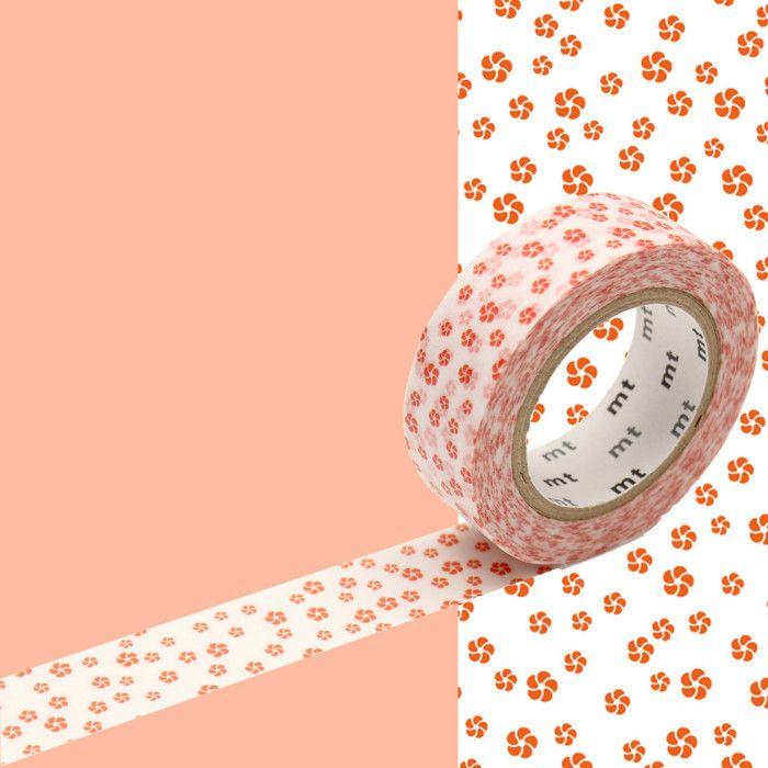 Masking Tape MT fleurs rouge fond blanc - neijiriume shu