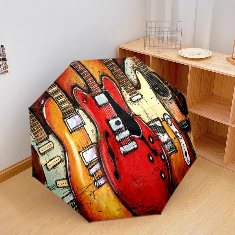 1PC electric guitar Umbrella Portable Folding Umbrella Iron Frame Hole Bone Structure Outdoor Home Umbrella A15
