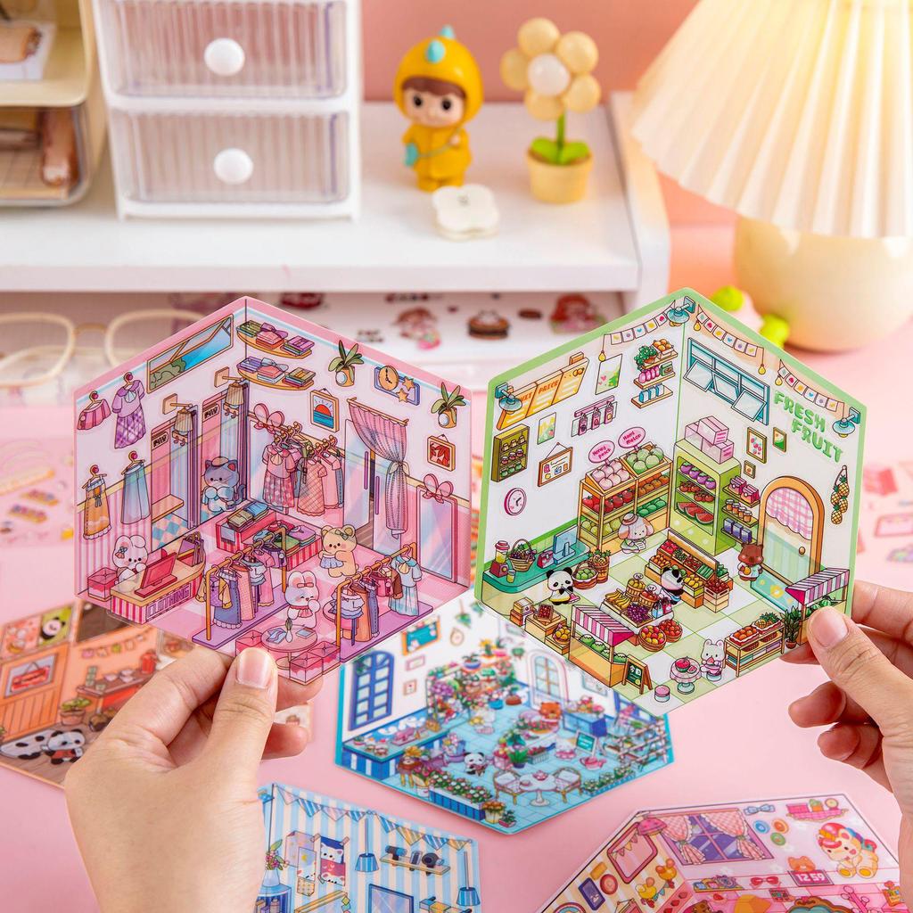 3D Miniature Fairy Tale Landscaping Stickers: Educational DIY Scenes for Home Décor