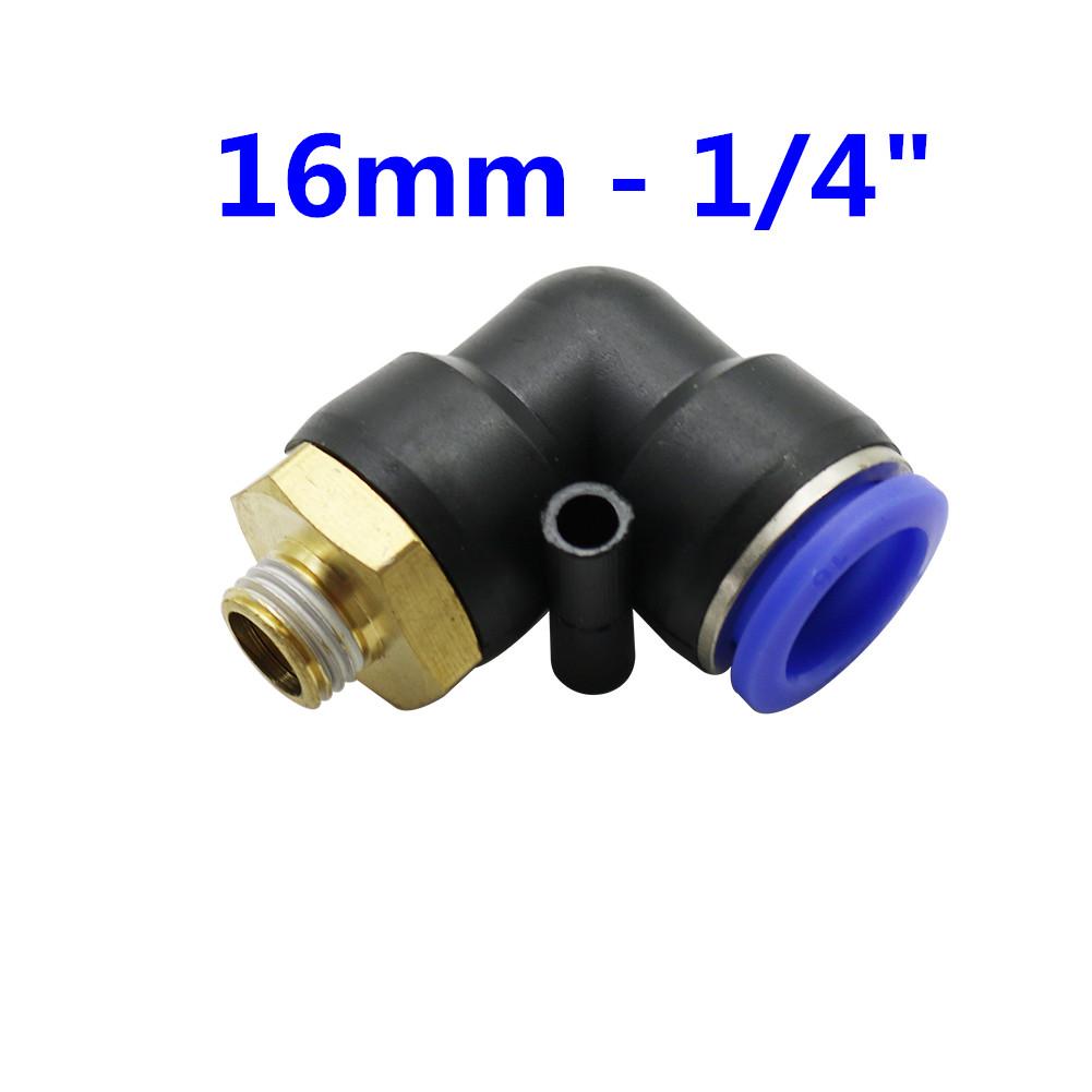 PL Pneumatic Pipe Connector 14mm 16mm OD Hose Pipe 1/4" 3/8" 1/2" 3/4" Male Thread Adapters Pneumatic Pipe Elbow Fitting 3Pcs