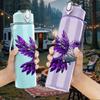 1PC Purple Hummingbird Bird 750ml Color Plastic Sports Water Bottle Leakproof Flip Straw Lid Suitable for Sports Office Home Use