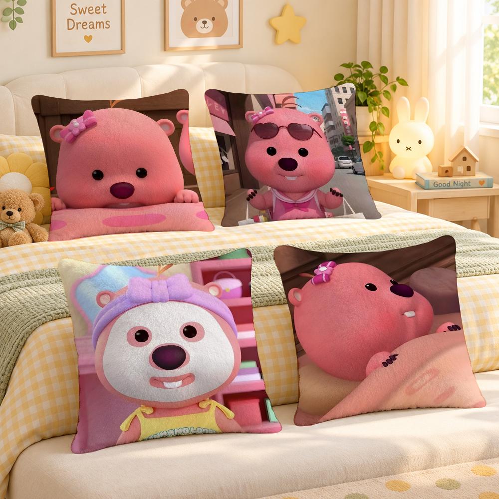 Character Loopy Kawaii Meme Cushion Cover Personalized Soft Plush Pillow Living Room Home Sofa Bedroom Office Car Cushion
