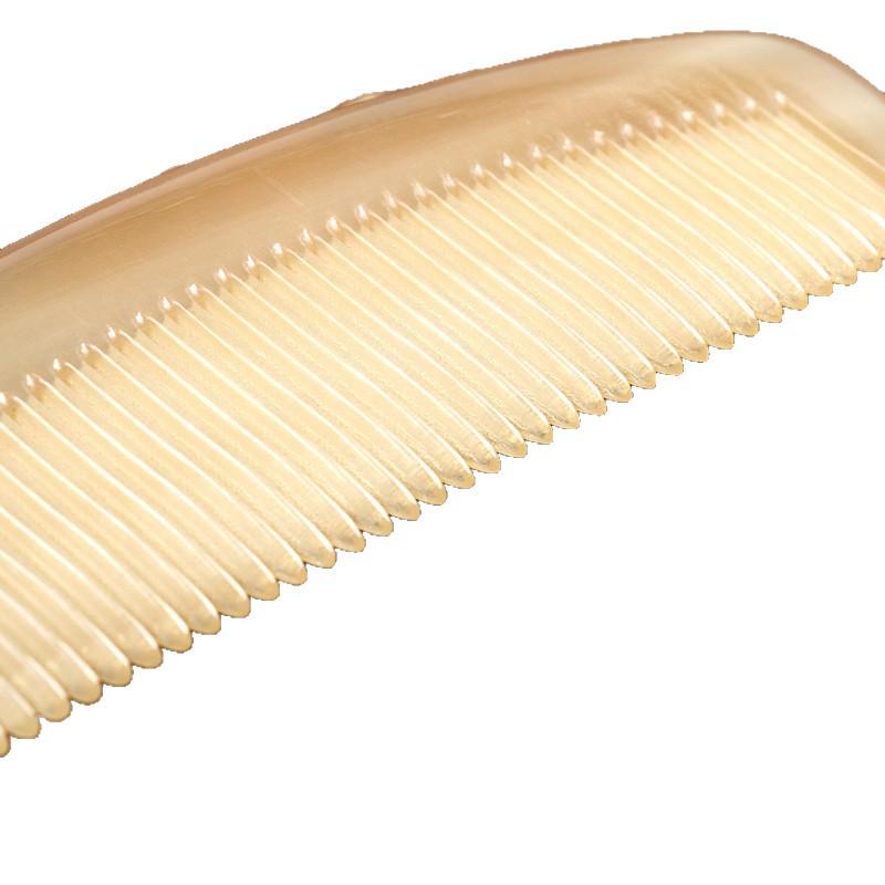 Natural Handmade Anti-Static Ox Horn Comb with Fine Teeth and White Cotton - Massage Comb for Hairdressing