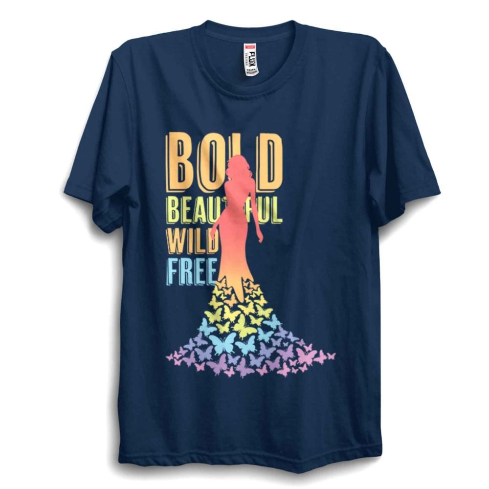 Bold and Beautiful Butterfly Rainbow Dress T Shirt – Colourful Bright Unisex Pride