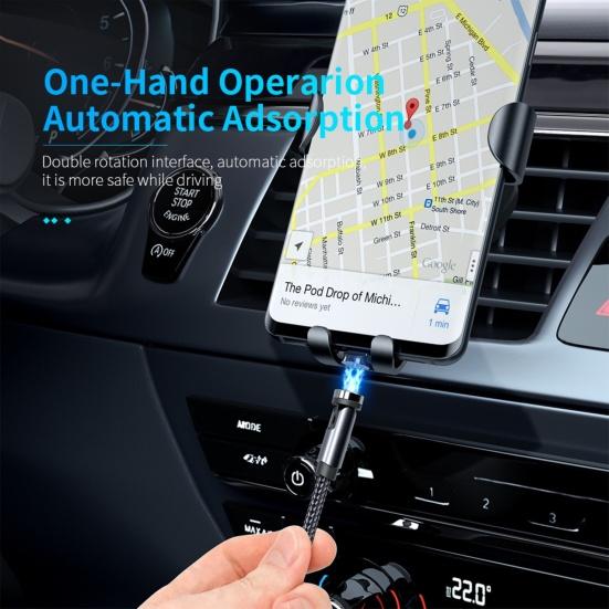 Data Cable Strong Suction Rotatable Anti-winding Magnetic 3 in 1 Fast Charger Cable