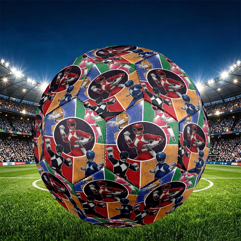 Mighty Morphin Power Rangers Print Size 5 Soccer Ball, PU Wear Resistant Football for Match Training and Daily Practice, Birthday Gift for Soccer Fans