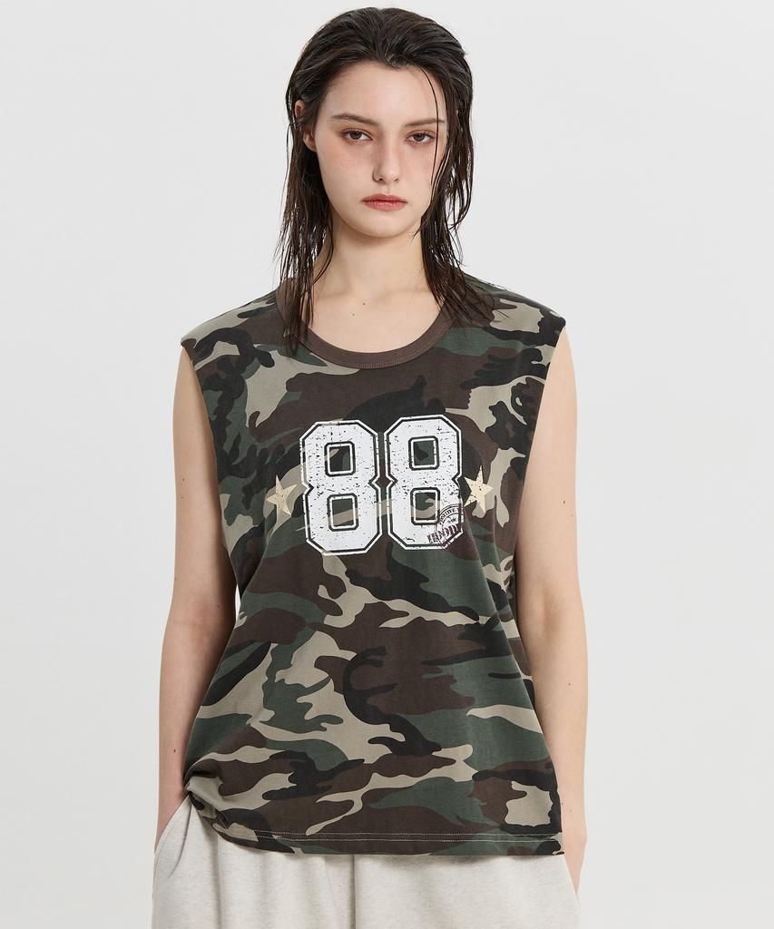 HOODHOOD 88 Stamp Camo Sleeveless Khaki