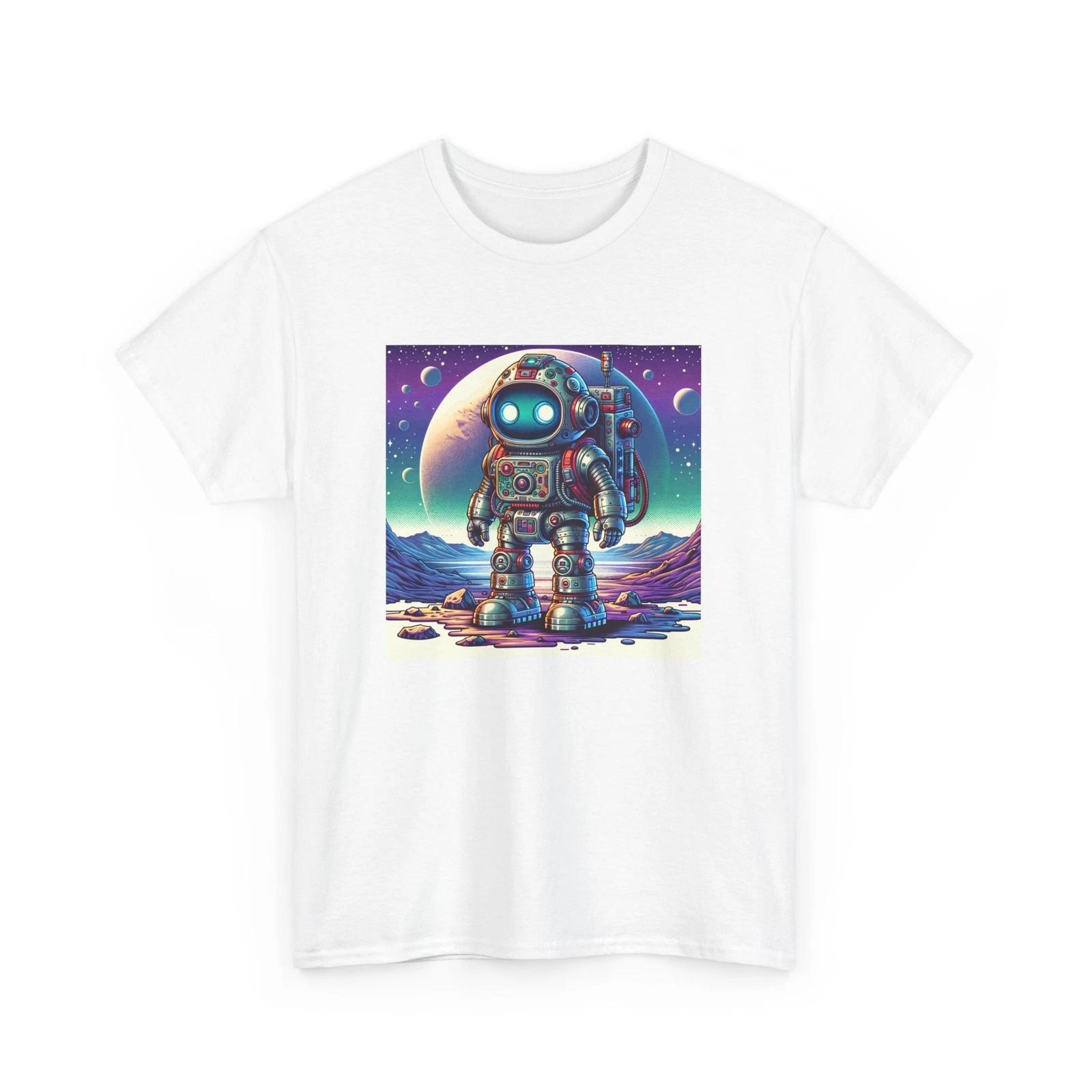 Unisex Adult T Shirt Adventurous Robot Explorer Illustration Retro SciFi Vibe 3XL