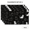 4pcs Set of Table Mats with Cute Cat Simple Line Drawing Patterns - 12" X 18" Rectangular Kitchen Dining Table Mat - Suitable Fo