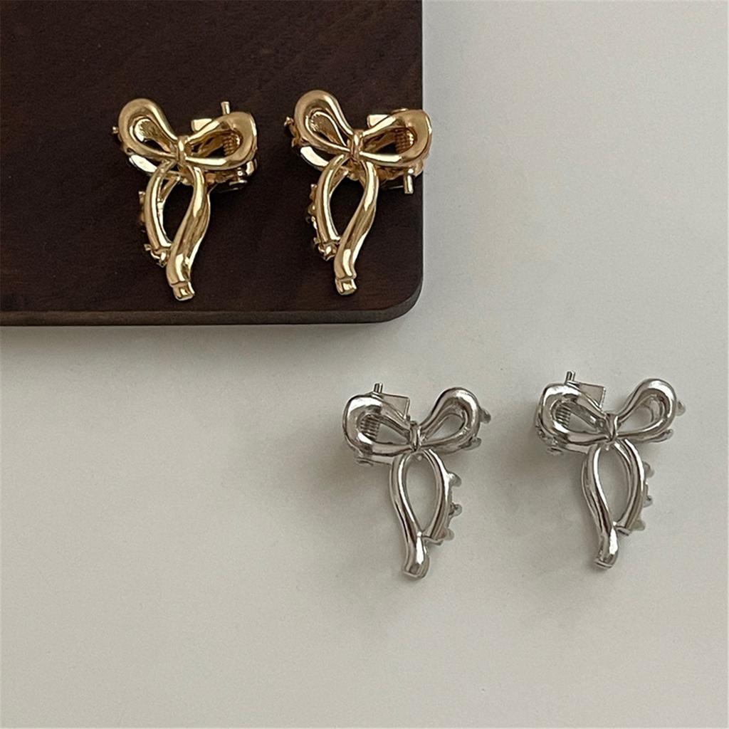 Bowknot Hair Clip Alloy Claw Clips Hair Banana Barrettes Non-Slip Jaw Clip Girls Metallic Hair Claw for Women Side Bangs