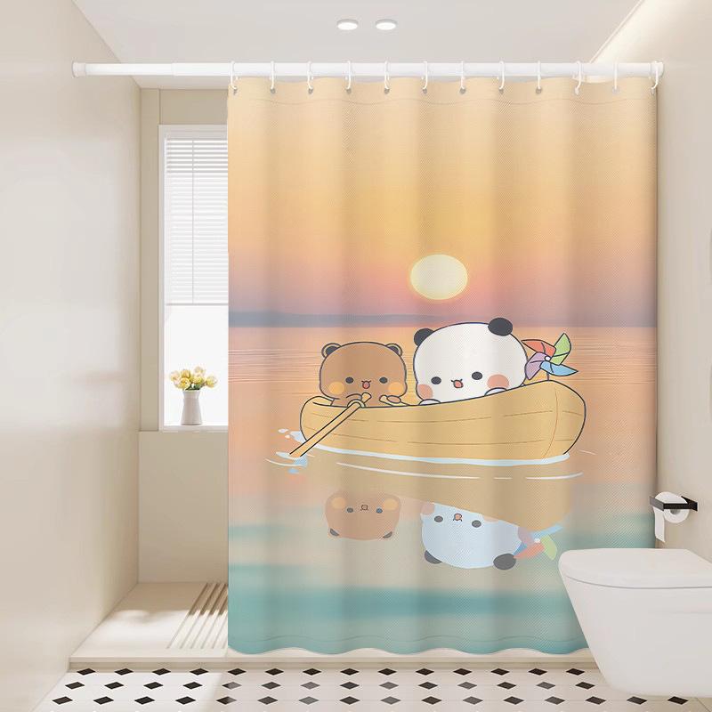 Cute Shower Curtain Thickened Waterproof Bathroom Bathroom Bathroom Bath Shower Dry And Wet Separation Hanging Curtain