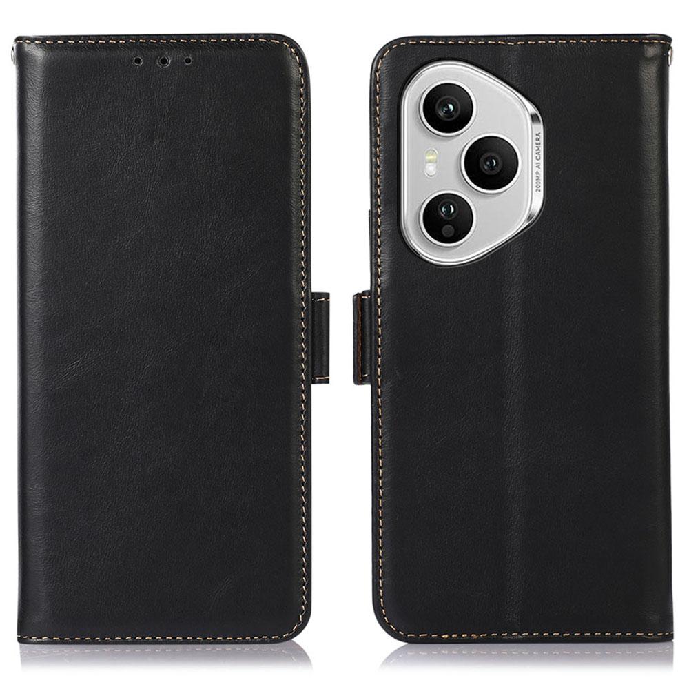 Für Honor 400 Pro 5G (Global) Hülle RFID-Blockierung Echtes Rindsleder Geldbörse Handyhülle