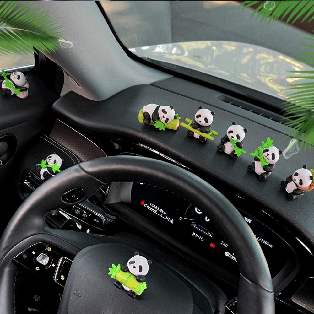 8pcs Cartoon Miniature Panda Figurines Lifelike Panda Statue Garden Decor Panda Ornament  Office