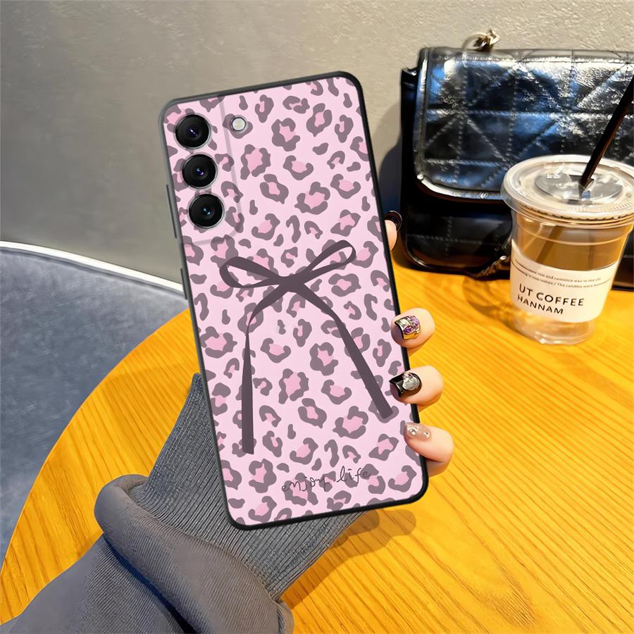 Creative Leopard Print Bow Case for Samsung Galaxy A57 A15 A23 A55 A37 A53 A17 A25 A16 A05 A06 A73 A51 A52 A36 Phone Cover A13
