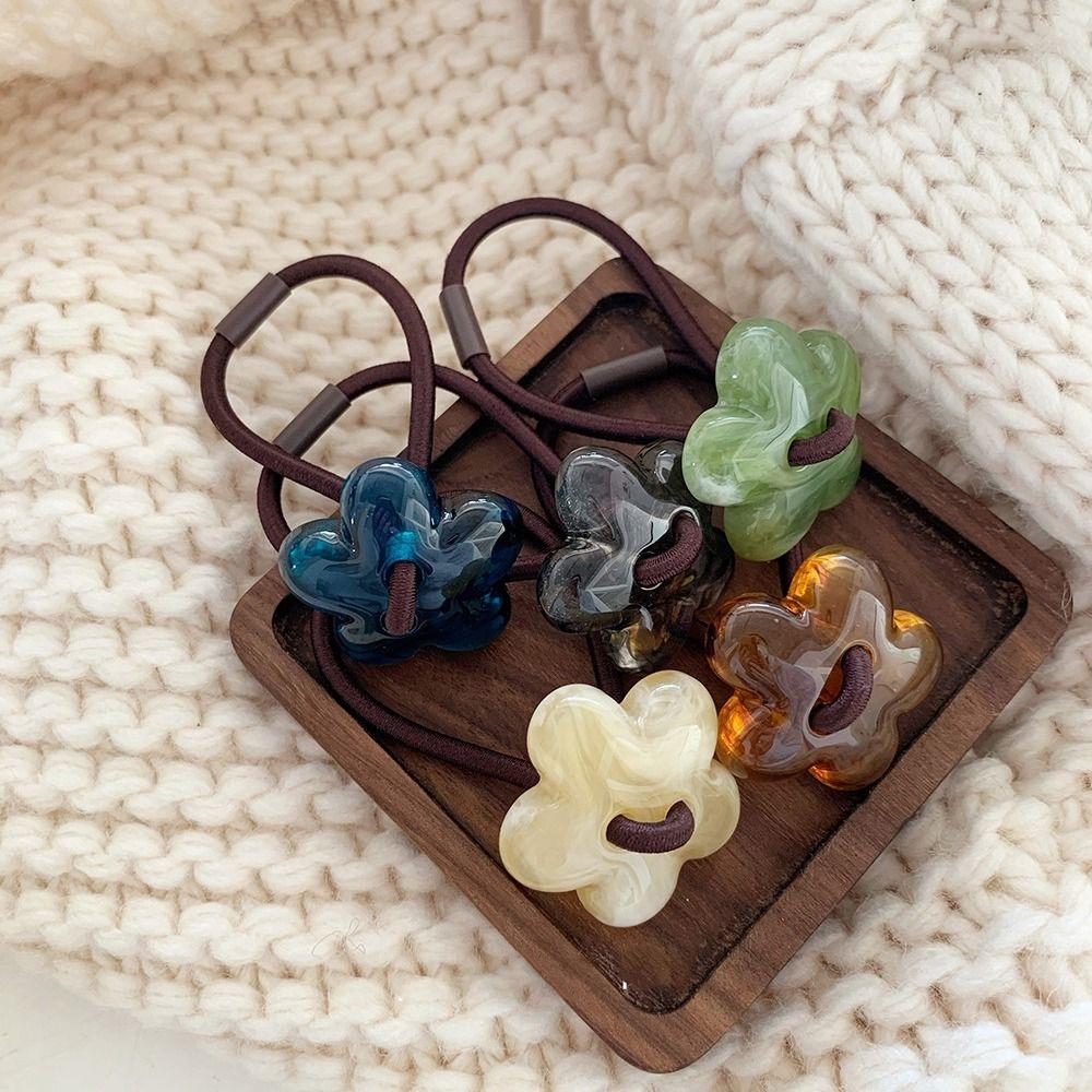 High Horsetail Hair Rope Hair Rubber Bands Sweet Hair Ties Women Hair Bands Flower Scrunchies