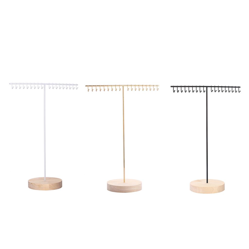 Elegant Iron Necklace Display Holder Effective Iron Necklace Holder with Wood Base Sturdy Jewelry Display Stand Rack