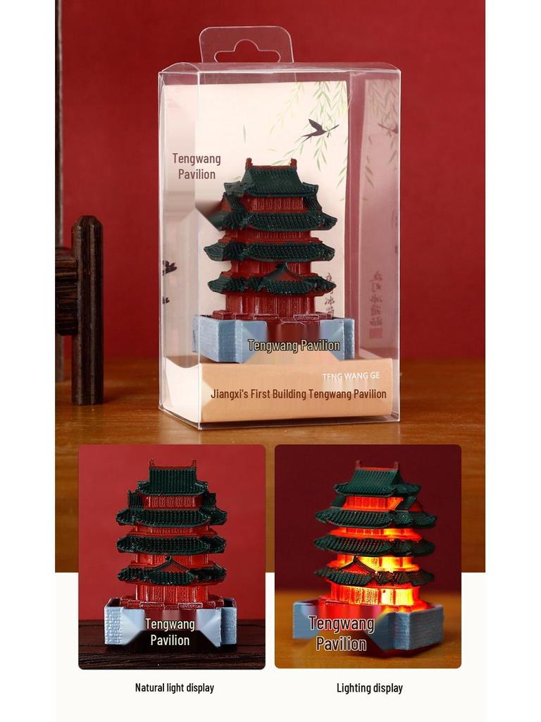 2025 Luminous Resin Fridge Magnet: Ancient Architecture Night Light City Tower Souvenir
