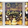 Whaline 6 Sheets New Year Window Clings New Years Eve Window Decal Champagne Firework Double-Sided Golden Yellow Window Stickers Reble for Home