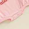 Baby Girls Valentine's Day Romper Long Sleeve Crew Neck Heart Letter Print Sweatshirt Romper  