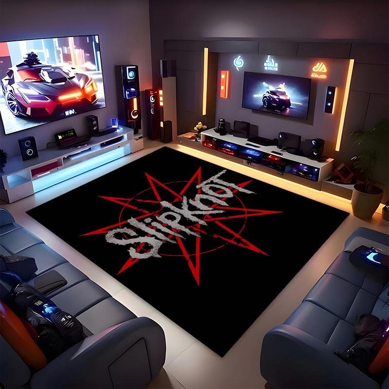 Slipknot Polyester Teppich, Weiche Indoor Matte für Bürostuhl, Wohnzimmer, Schreibtisch - Dekoratives Home Office Teppich Design